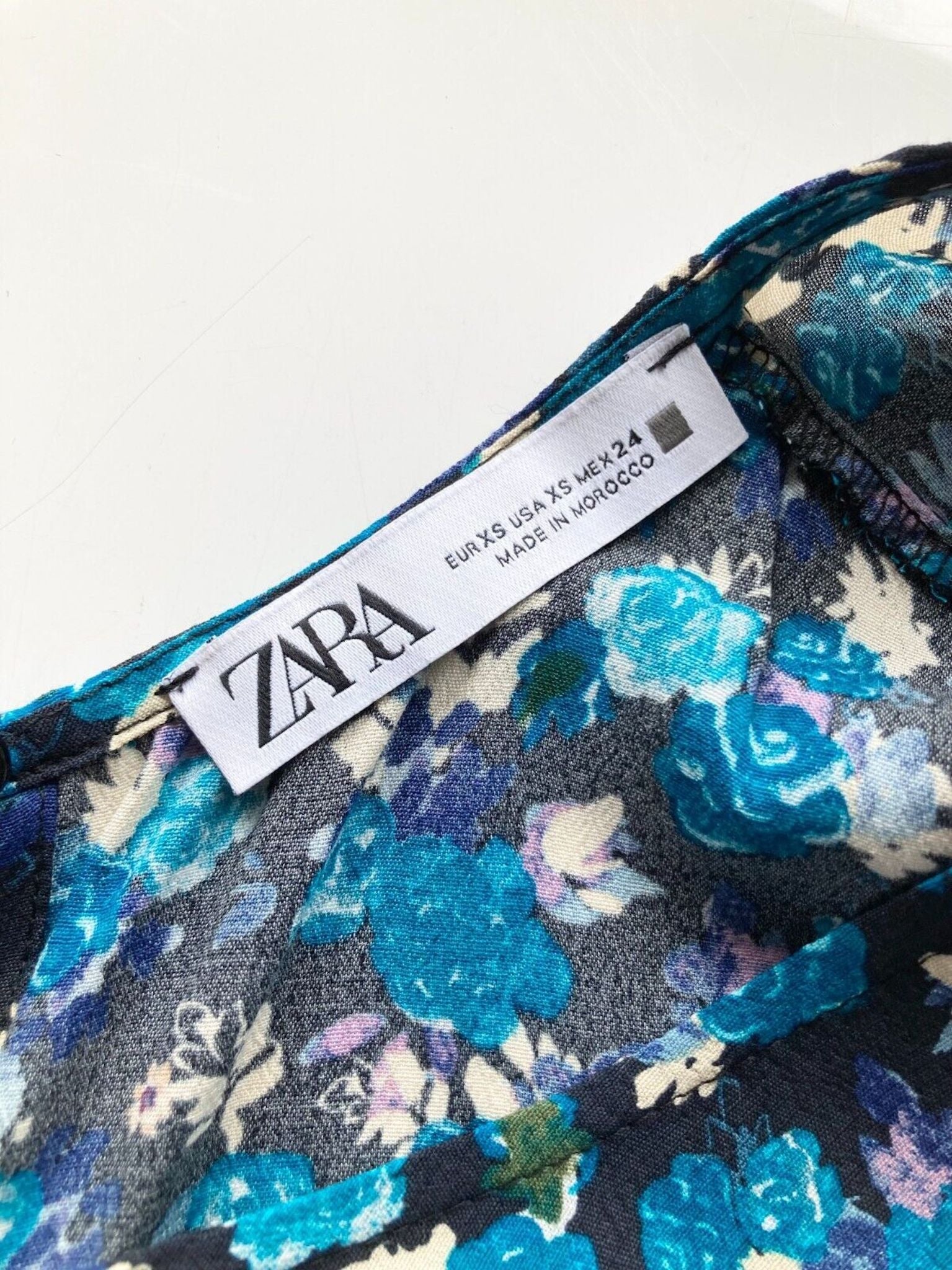 ZARA Blue Floral Midi Dress, Size XS - 6