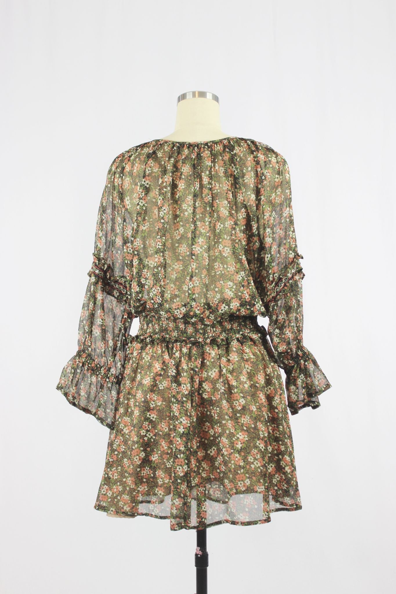 ZARA Floral Peasant Mini Dress, Size M - 3