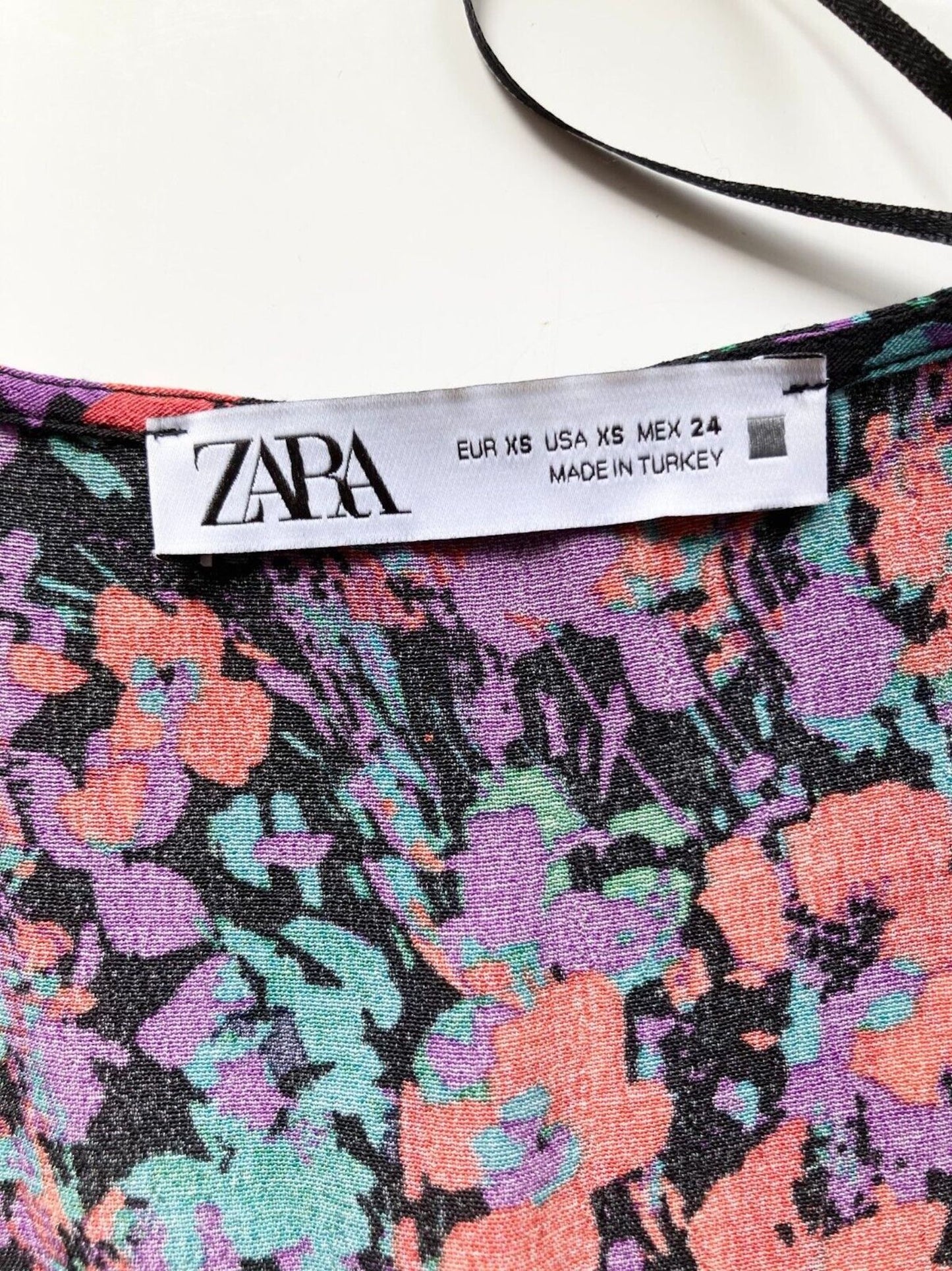 ZARA Purple Floral Mini Dress, Size XS - 6