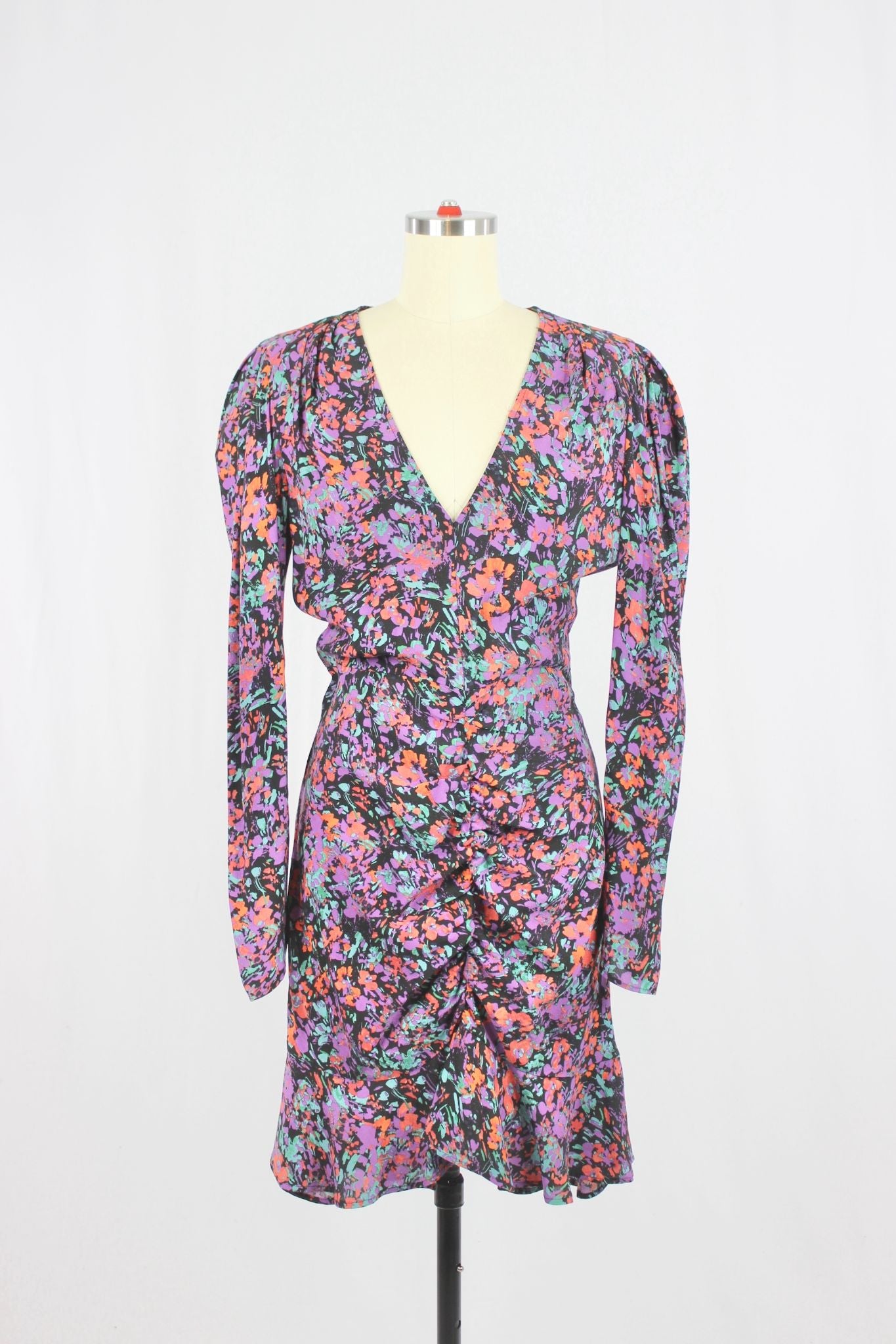 ZARA Purple Floral Mini Dress, Size XS - 1