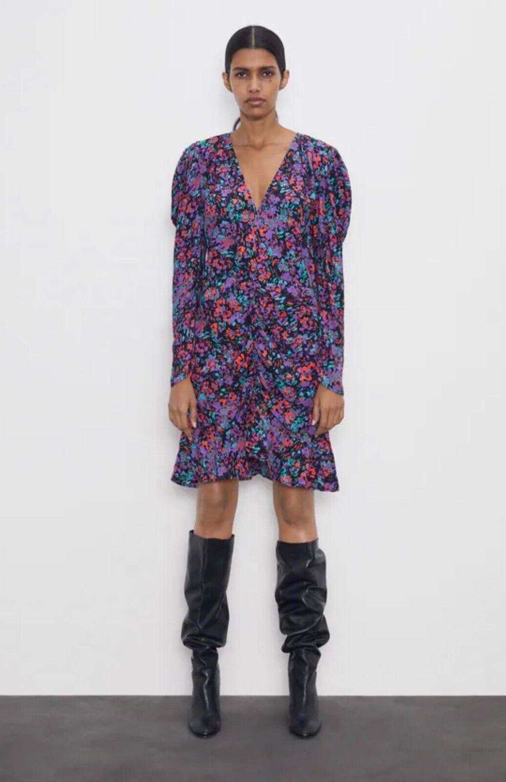 ZARA Purple Floral Mini Dress, Size XS - 7