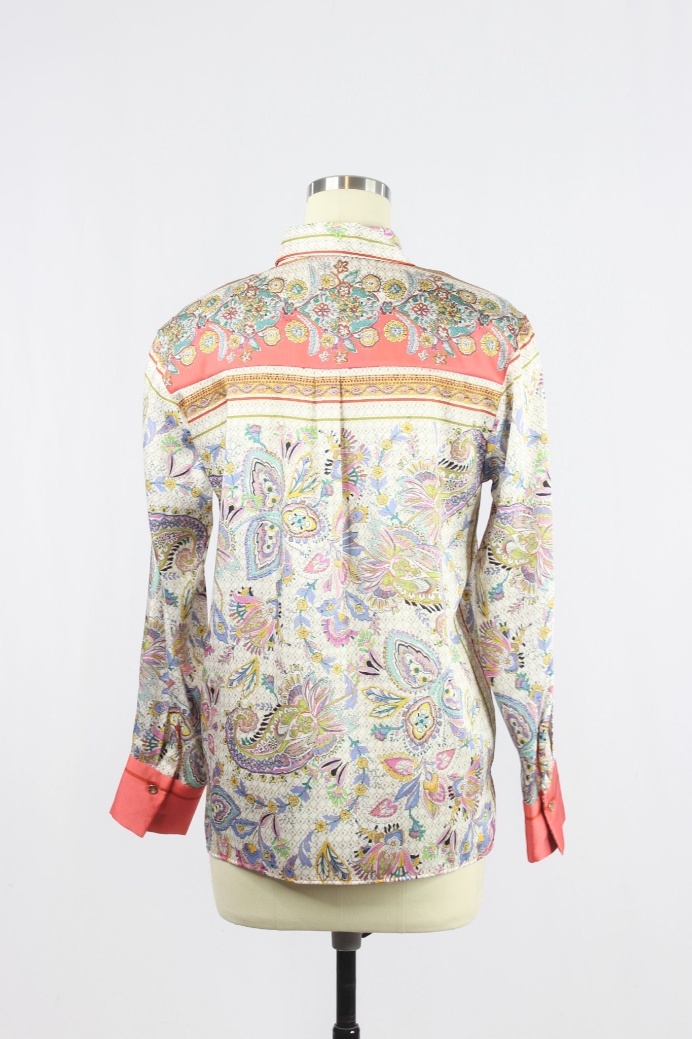 ZARA Scarf Print Satin Blouse, Size XS - 3