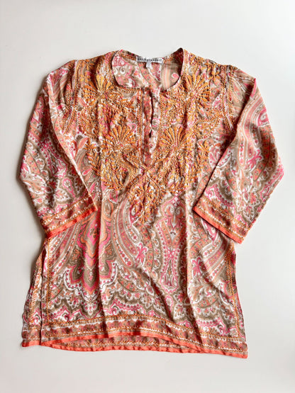 GRETCHEN SCOTT Paisley Silk Tunic, Size S - 4