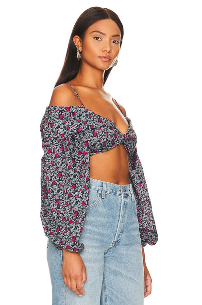 LOVERS + FRIENDS Pearl Floral Crop Top, Size XS - 8