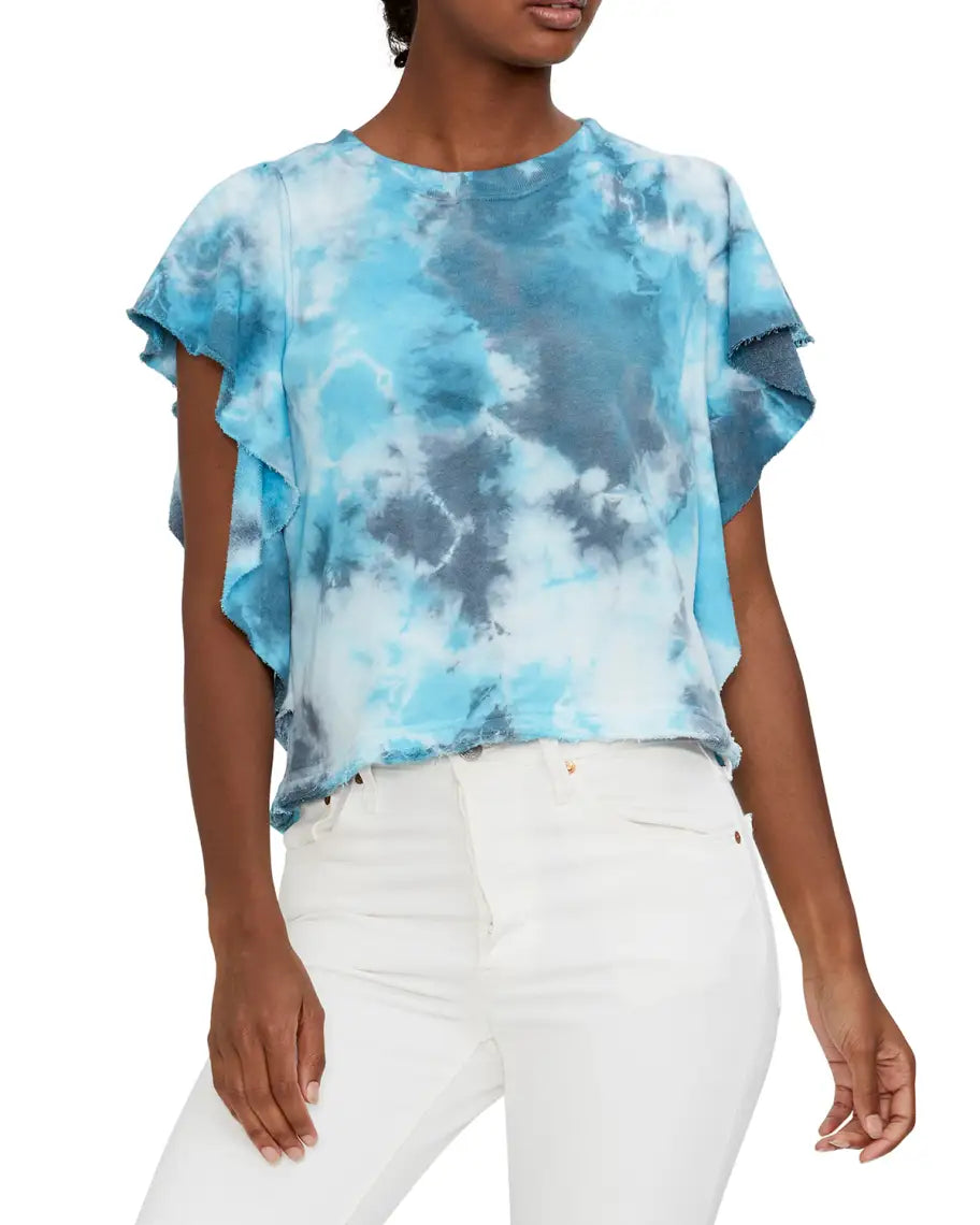 MICHAEL STARS Ariana Blue Tie Dye Top, Size S - 7