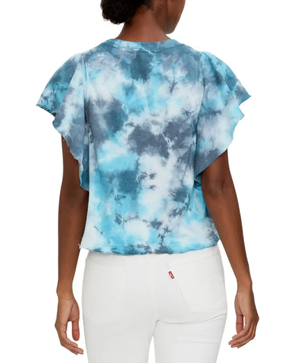 MICHAEL STARS Ariana Blue Tie Dye Top, Size S - 9