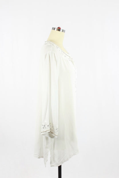 MISA White Embellished Tunic, Size L - 2