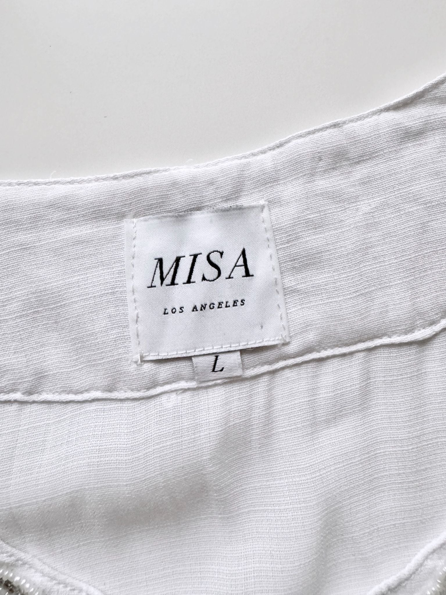 MISA White Embellished Tunic, Size L - 6