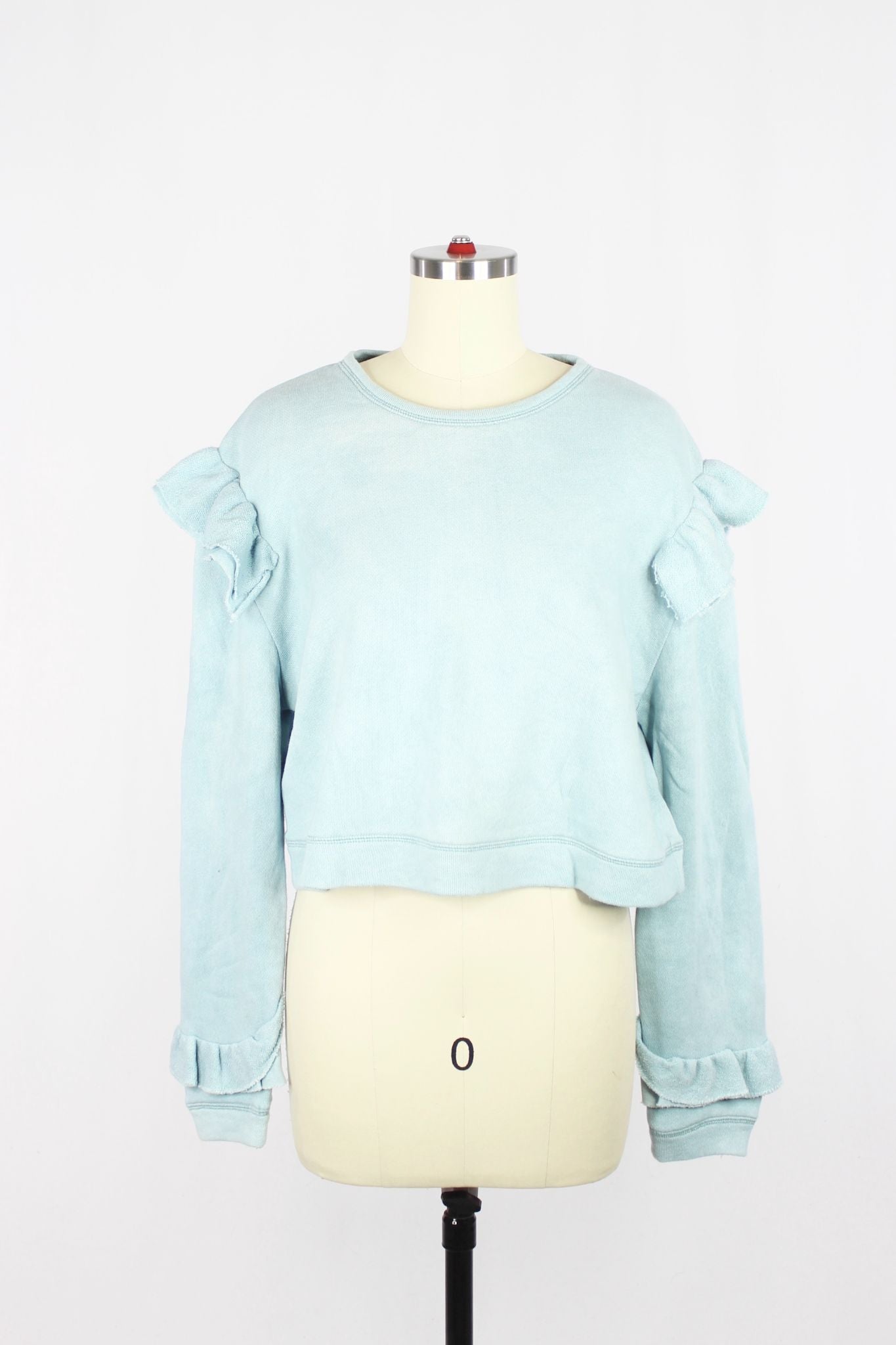 LOVESHACKFANCY Corinne Turquoise Sweatshirt, Size S - 1