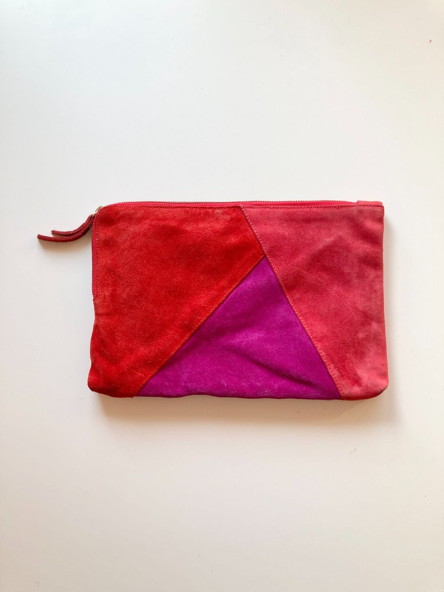 ZARA Red Suede Leather Clutch - 1