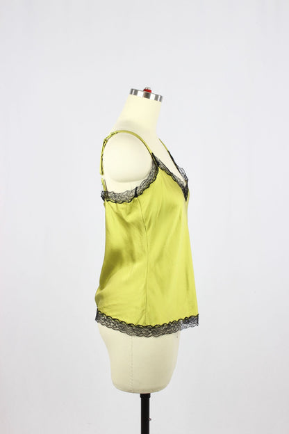 DANA BUCHMAN Chartreuse Silk Camisole, Size 4 - 2