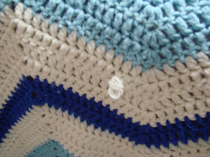 Handmade blue zig zag blanket (queen sized) - 4