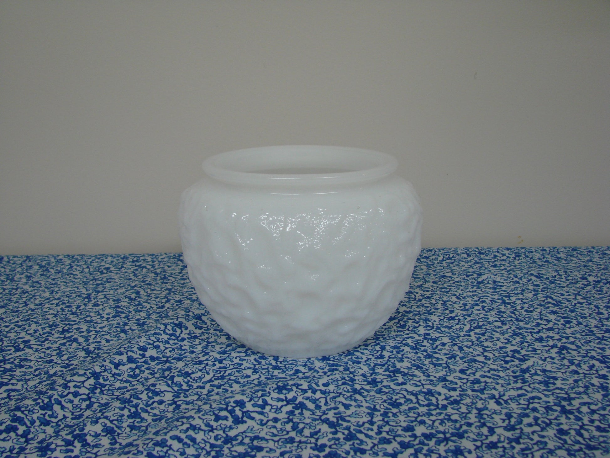 Textured Milk glass planter - 1