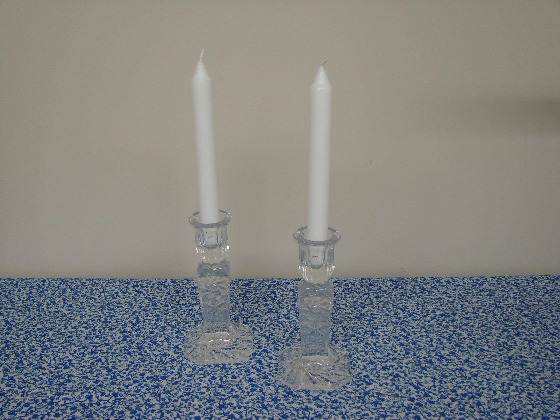 Crystal cut glass candlesticks holders - 1