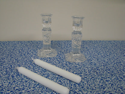 Crystal cut glass candlesticks holders - 2