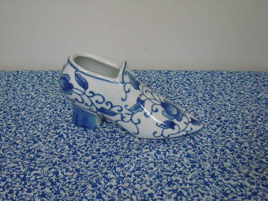 Blue and white floral high heel - 1