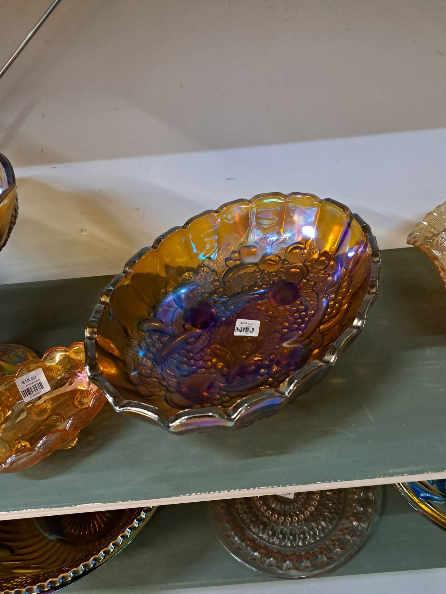 Carnival Glass Serving Bowl - 1