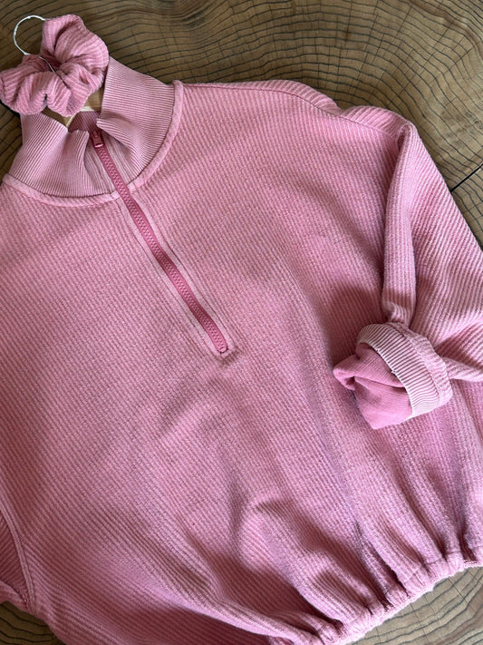 the little rosehip 1/4 zip set - 1