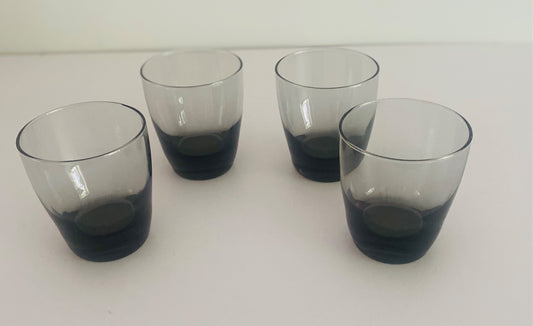 Set of Four Smoked Grey/Black Vintage Cocktail Tumblers - 1