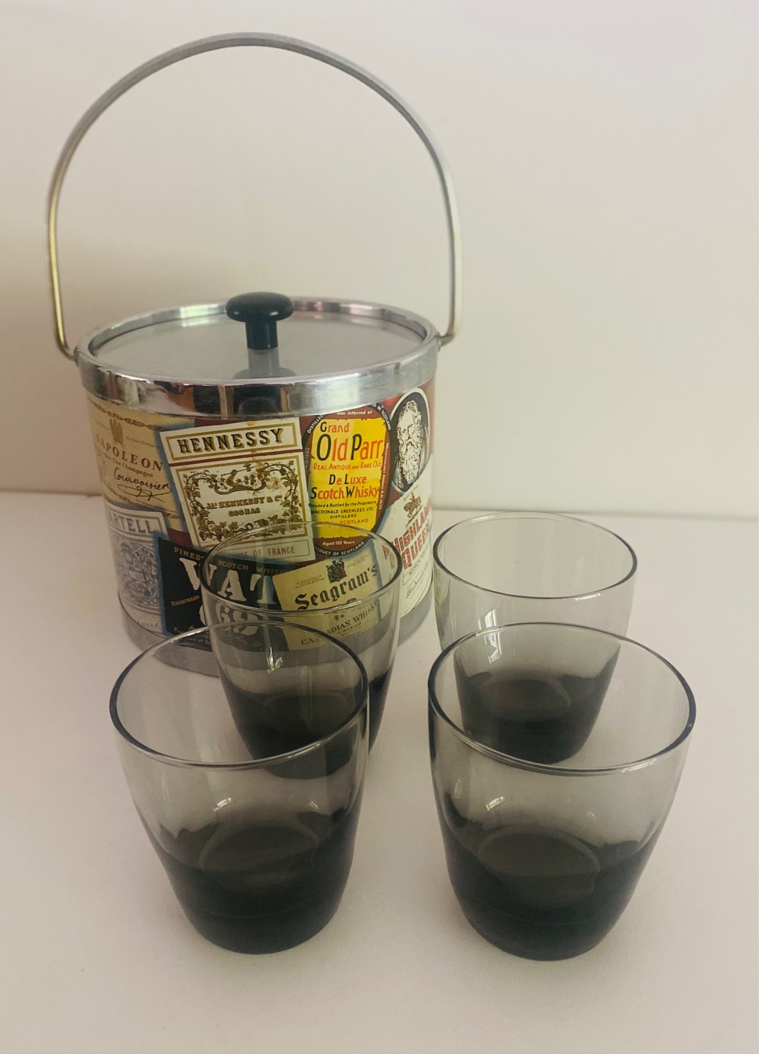 Set of Four Smoked Grey/Black Vintage Cocktail Tumblers - 5