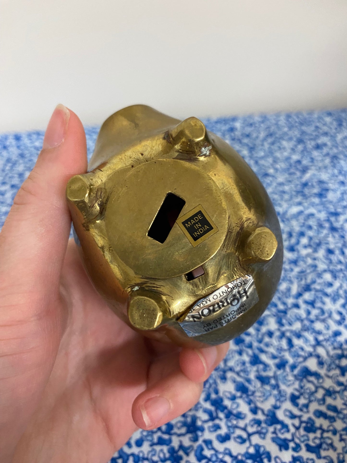 Piggy bank - brass with plug - 2