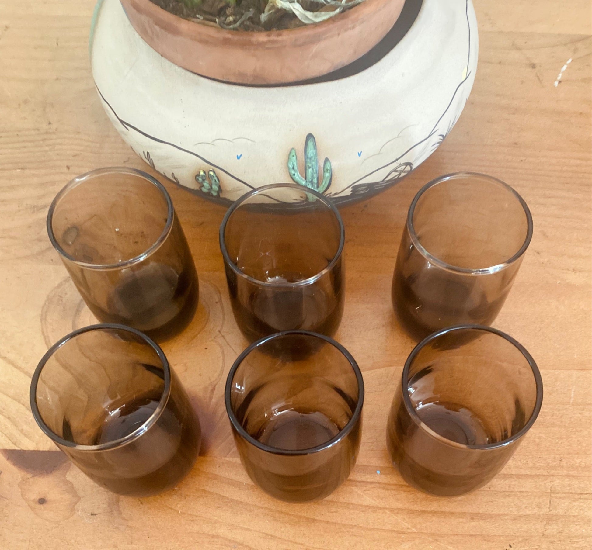 Set of 6 Vintage Amber Juice/ Shot Glasses - 2