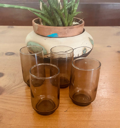 Set of Four Vintage Amber Juice/ Shot Glasses - 1