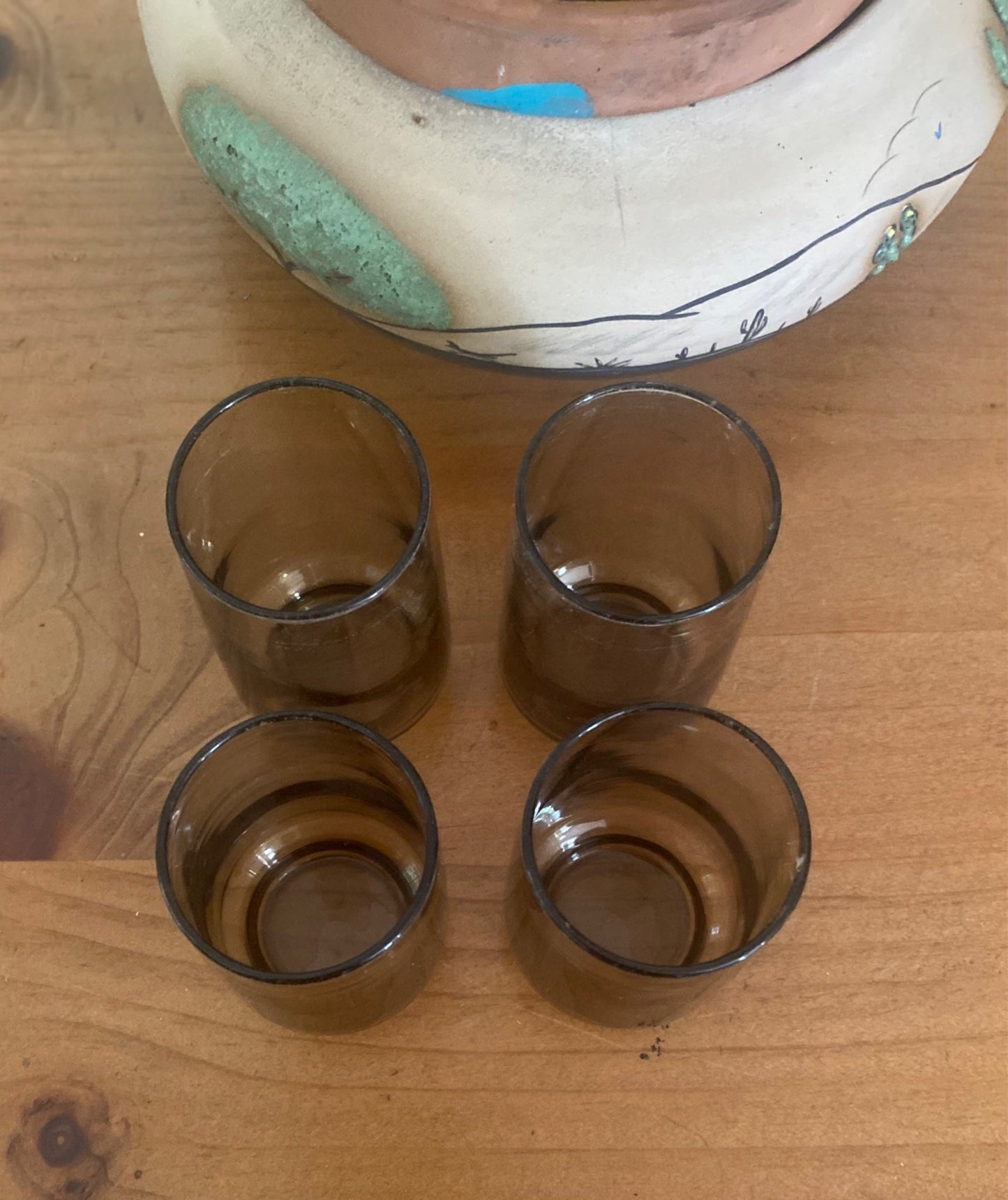 Set of Four Vintage Amber Juice/ Shot Glasses - 2