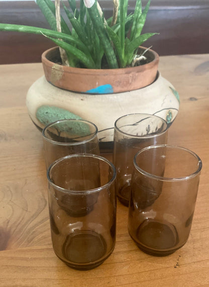 Set of Four Vintage Amber Juice/ Shot Glasses - 3