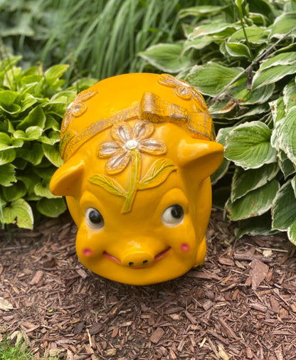 XL Vintage 60’s Chalkware Piggy Bank - 1