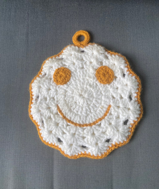 Crochet Happy Face Pot Holder/ Trivet - 1