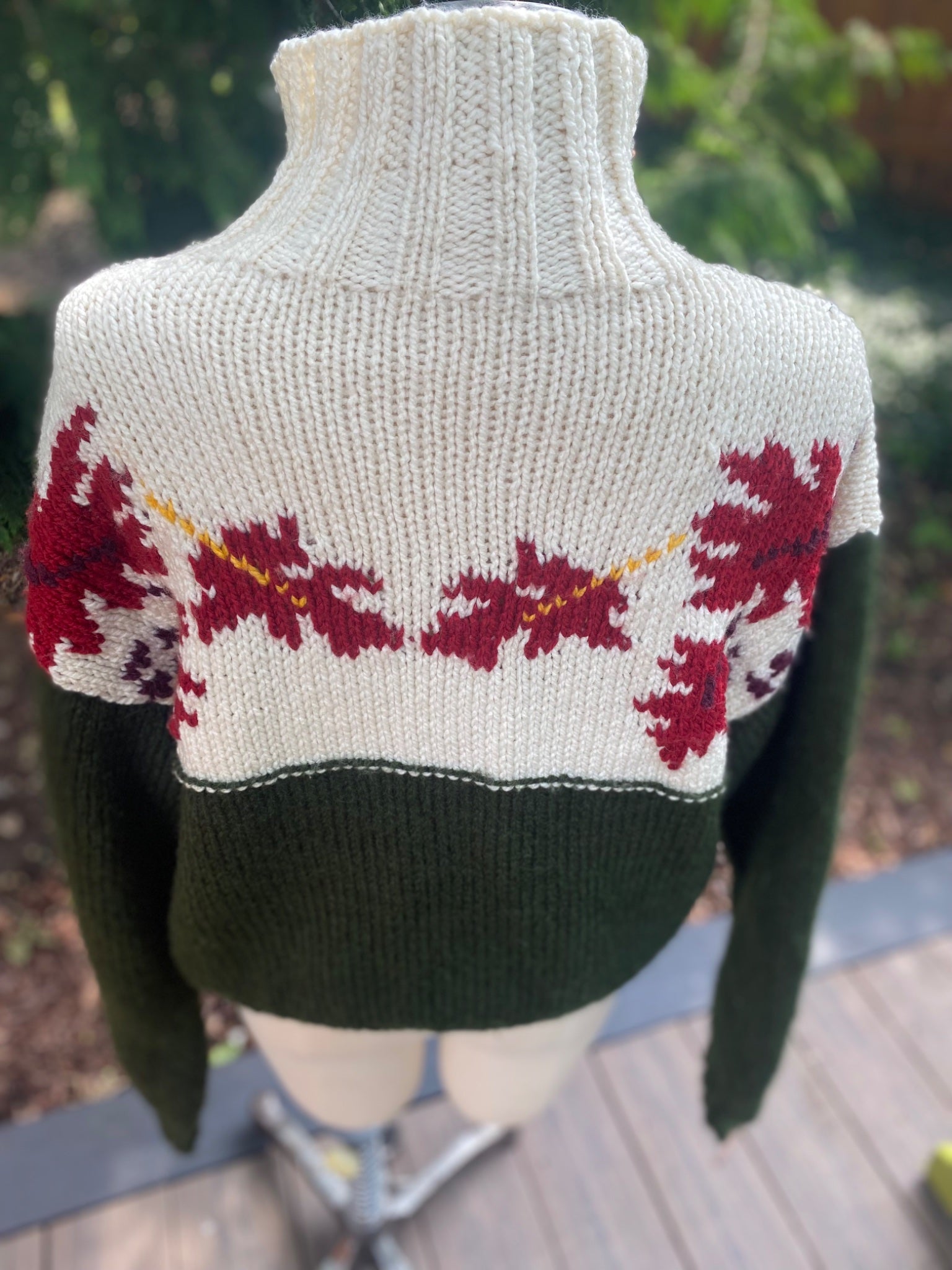 Vintage Hand Knit Fall Leaves Cardigan - 2