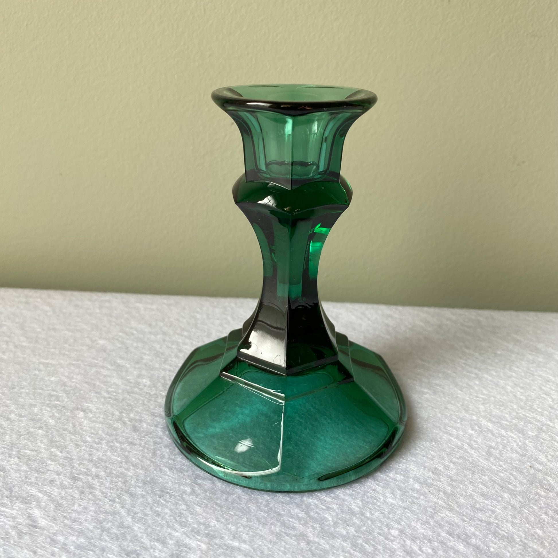 Green Glass Candlestick - 1