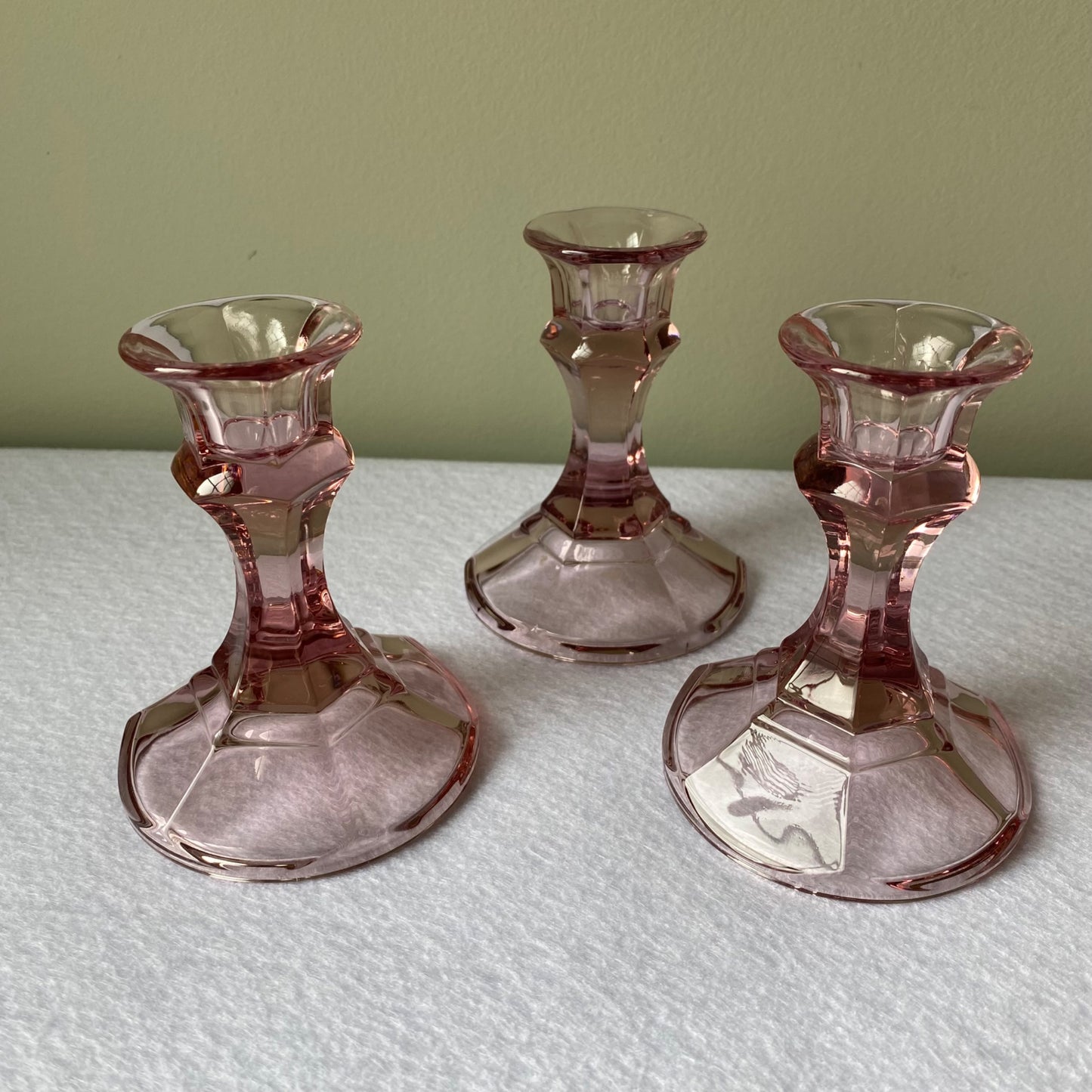 Amethyst Glass Candlesticks (set of 3) - 1