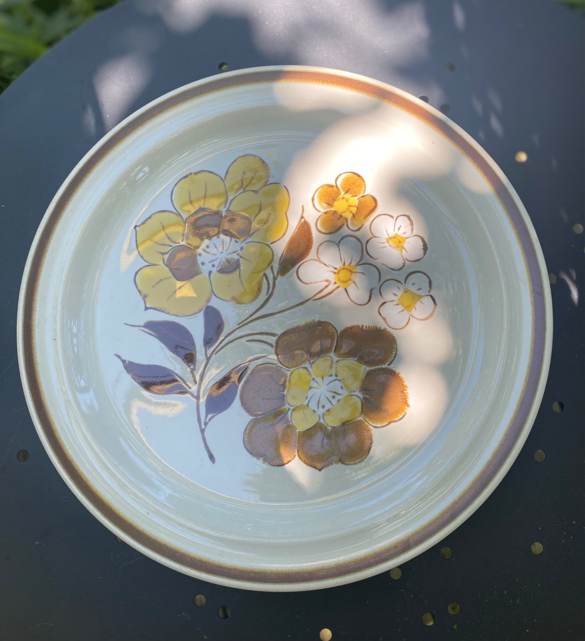 Vintage Floral Haniwa Dinner Plates - 3