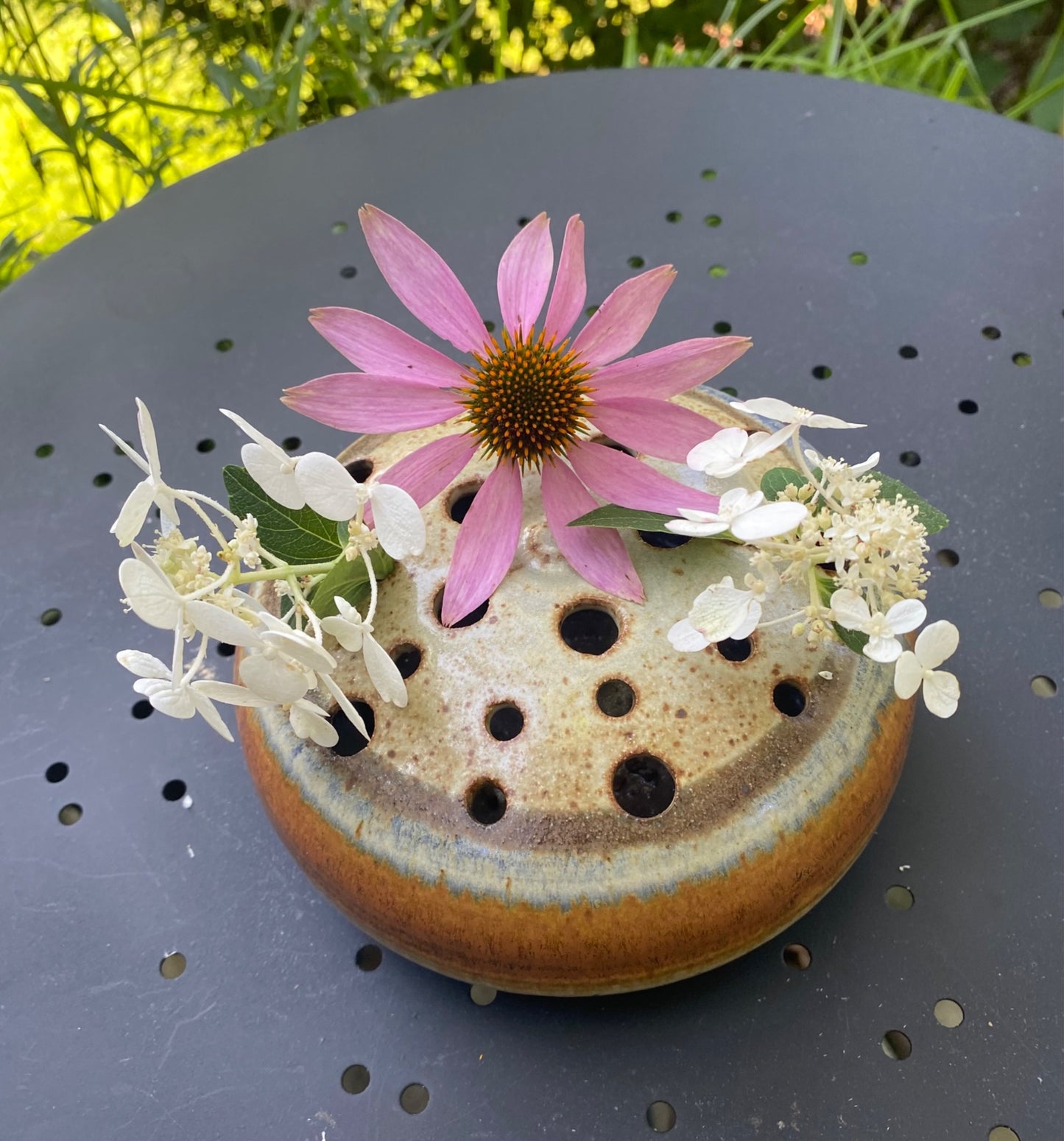 Pottery Flower Frog - 4