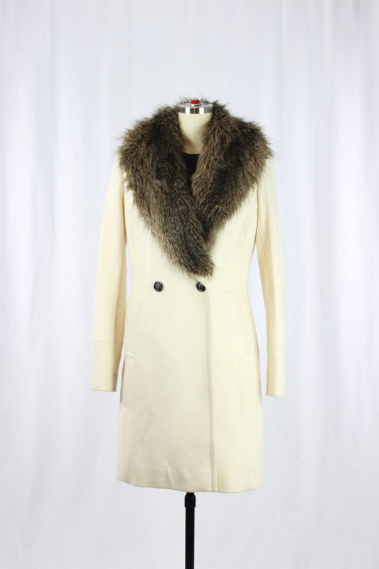 CLUB MONACO Ivory Wool Coat - 1