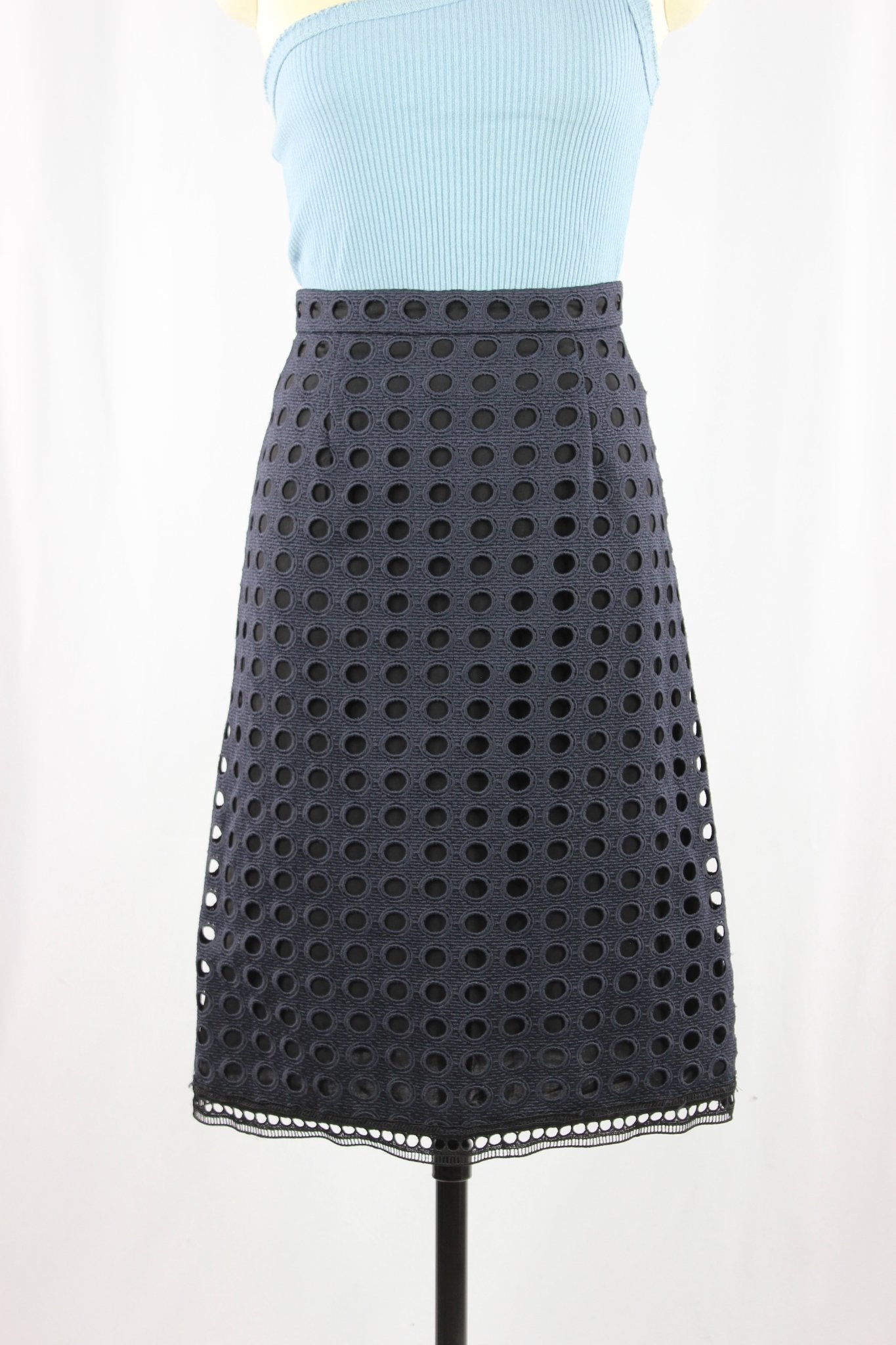 JUDITH & CHARLES Navy Lace Skirt - 1