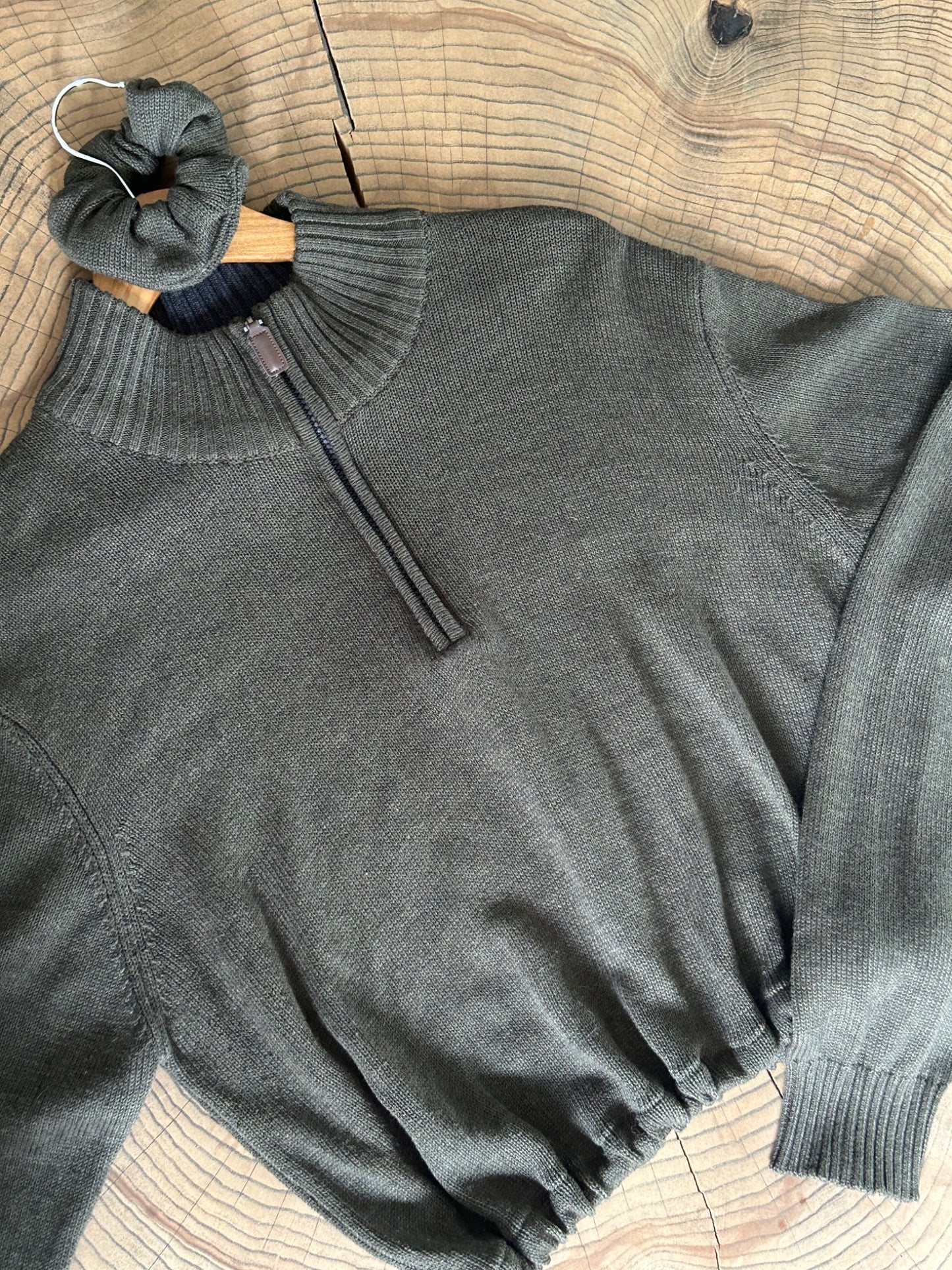 the knit olive 1/4 zip set - 1