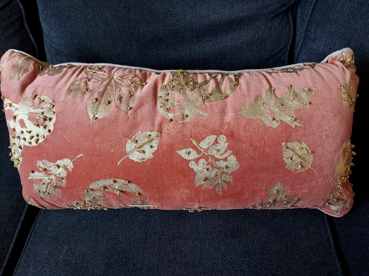 Orange foliage lumbar pillow - 1