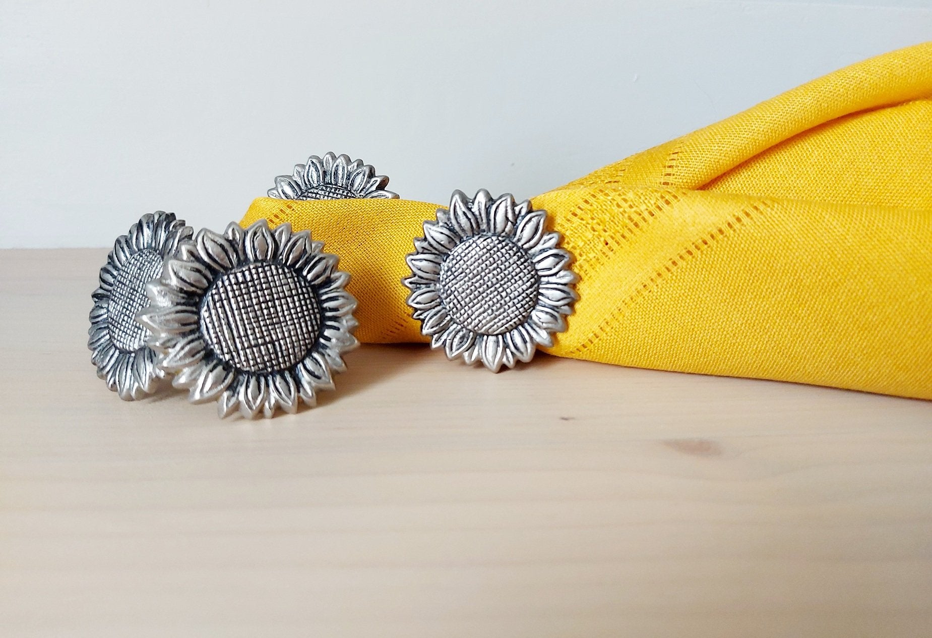 Pewter sunflower napkin rings - 1