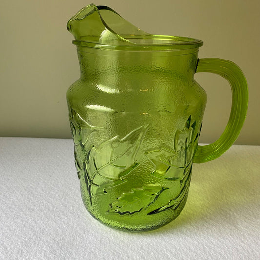 Green Glass Water Pitcher - 1