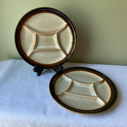 Pair of Divided Pottery Plates  - 1