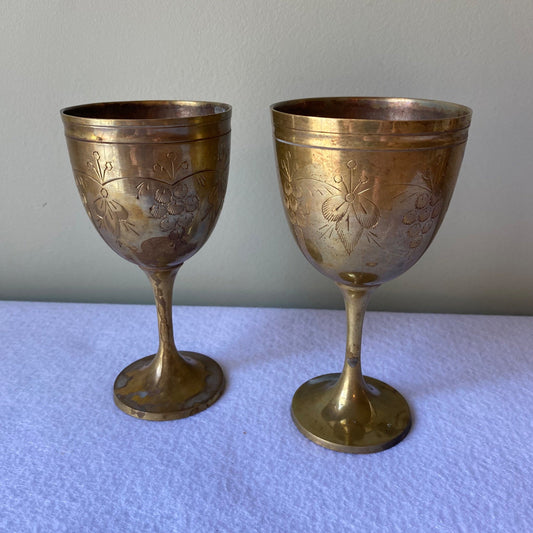 Pair of Brass Goblets - 1