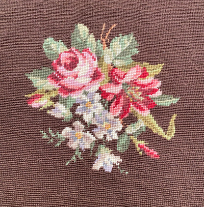 Framed Roses Bouquet Needlepoint - 2