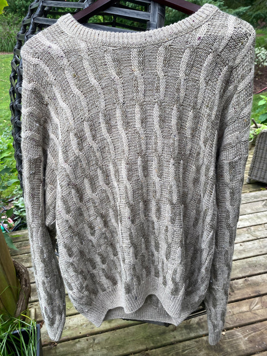 Beige Knit Grandpa Sweater - 1