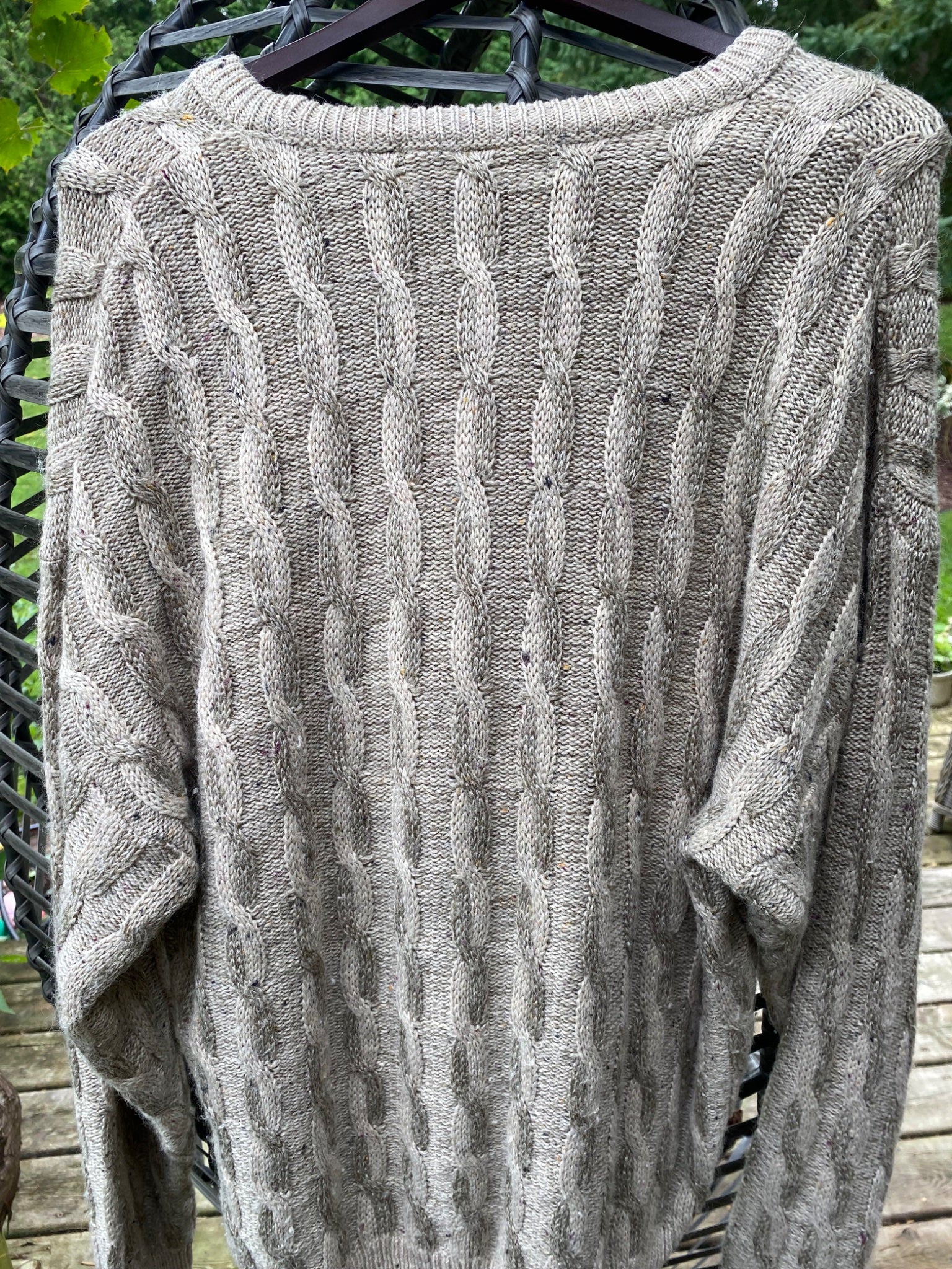 Beige Knit Grandpa Sweater - 4