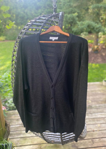 Vintage London Fog Black Wool Cardigan - 1