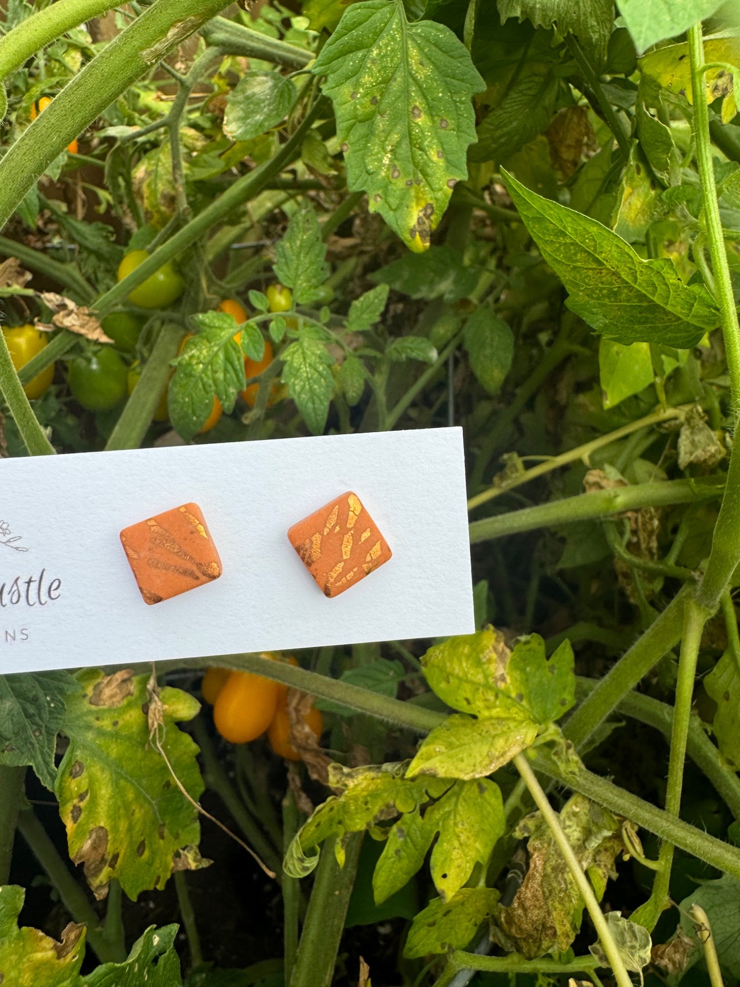 Orange Square Stud - 1