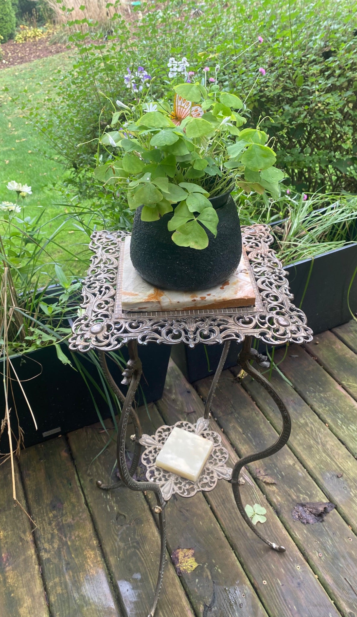 Victorian Brass and Marble Plant Stand - 1